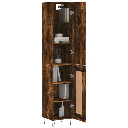  Visoka komoda dimljeni hrast 34,5x34x180cm konstruiranog drva Slike