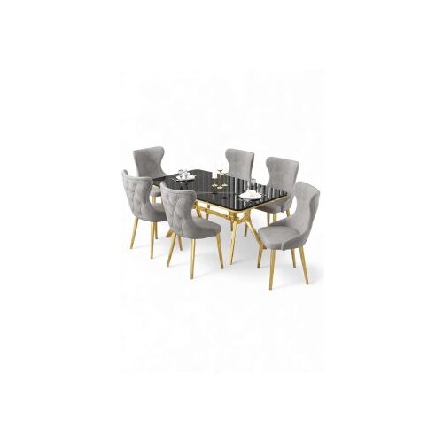 Hanah home trpezarijski set, 7 dijelova, siva Cene