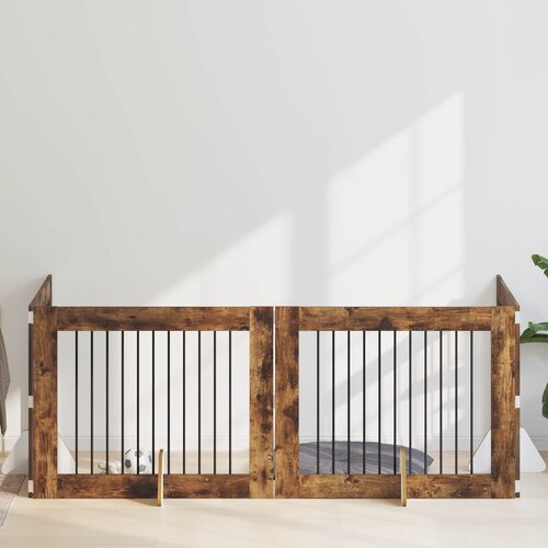 Vrata za pse s postoljem 4 pcs Dimljeni hrast 100 x 80 cm Cene