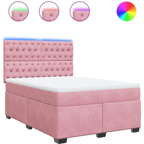 VidaXL Box spring postelja z vzmetnico roza 140x200 cm žamet, (21309543) Slike