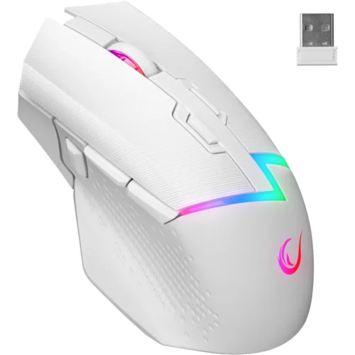  Miš gaming RAMPAGE DROP M3 white, RGB, punjivi žičani/bežični, 10000dpi