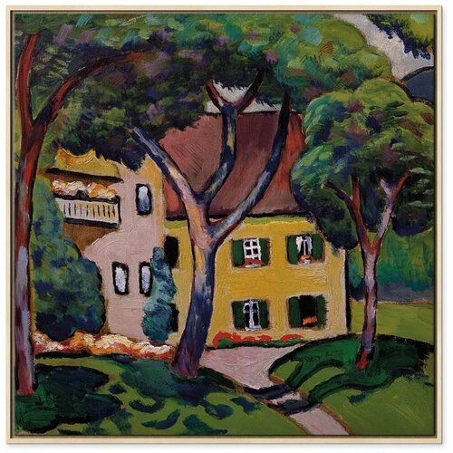  Slika - August Macke &amp;ndash; Staudacherhaus in Tegernsee 60x60 U prirodnom drvenom okviru Slike