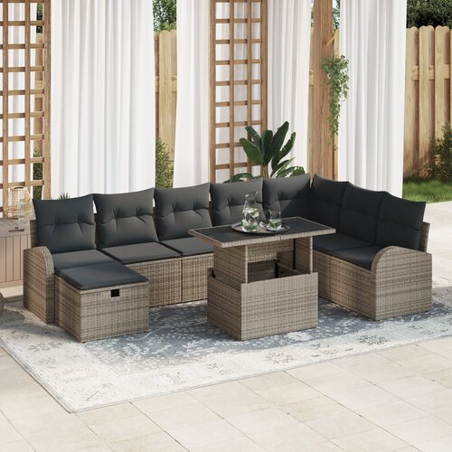 vidaXL 9 komadni set sofas za vrt s jastučićima siva poli ratan Cijene