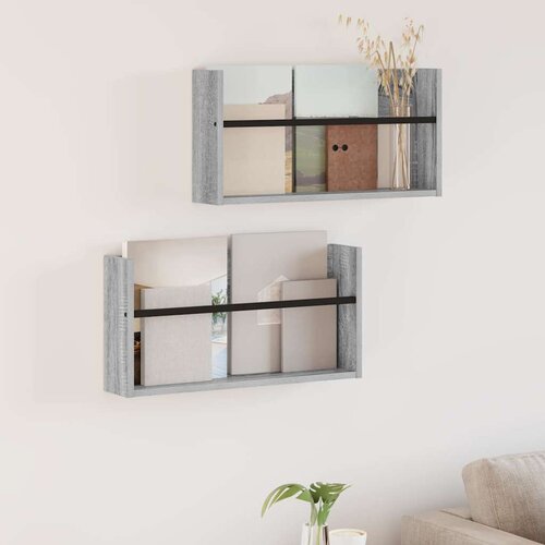  Polica za časopise s policom 2 pcs Siva Sonoma 60 x 12 x 30 cm Cijene