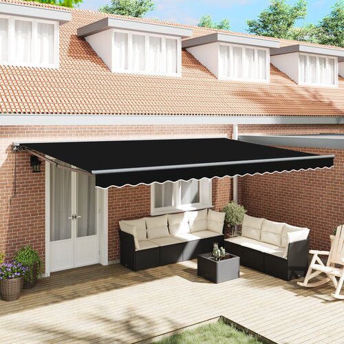 vidaXL Skrovita tenda Crna 500x300 cm Poliester i aluminij Cijene