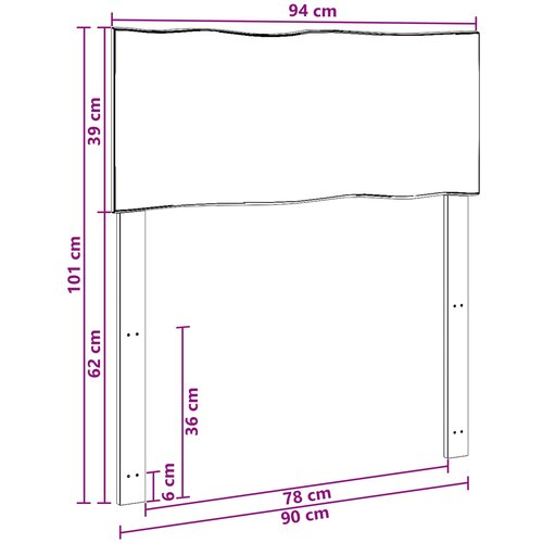  Uzglavlje s prirodnim rubom ROSTOCK Prirodna 90 cm Slike
