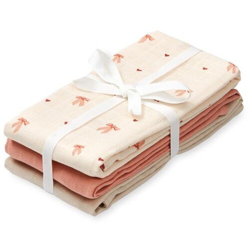 CamCam Copenhagen Rožnate/bež plenice v kompletu 3 ks iz muslina 70x70 cm Bows &amp;ndash; Slike
