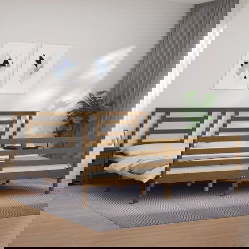vidaXL Okvir kreveta s uzglavljem boja meda 200x200cm od masivnog drva Cijene