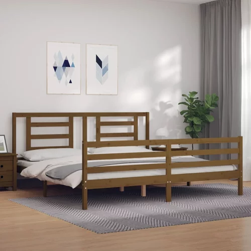 vidaXL Okvir kreveta s uzglavljem boja meda 200x200cm od masivnog drva