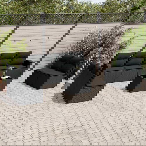 VidaXL 9-dijelni set vrtnih sofa s jastucima crni od poliratana Slike