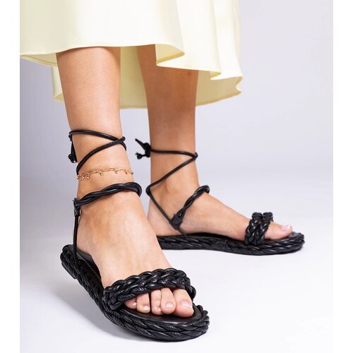 Gemre Black braided women's sandals Tarina Cene