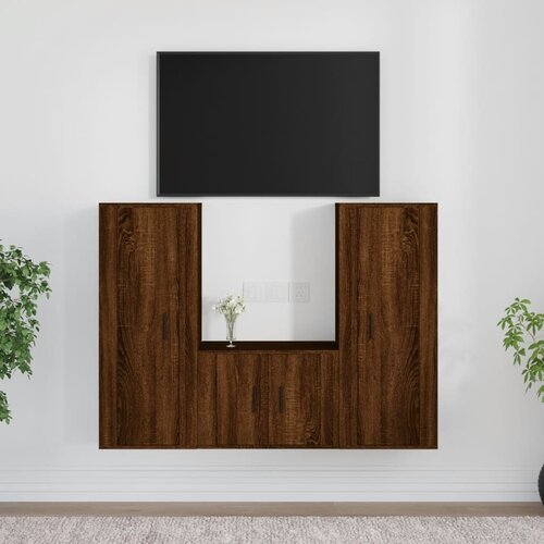 vidaXL 3-dijelni set TV ormarića boja smeđeg hrasta konstruirano drvo Cijene