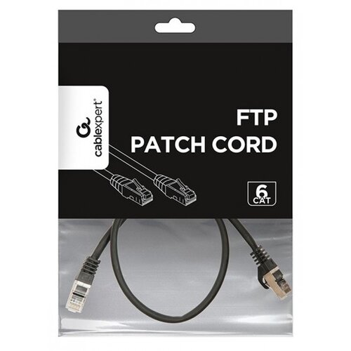 Gembird PP6-0.5M/BK Mrezni kabl, CAT6 FTP Patch cord 0.5m black Slike