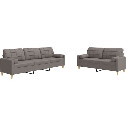 2-dijelni set sofa s ukrasnim jastucima smeđesivi od tkanine Slike