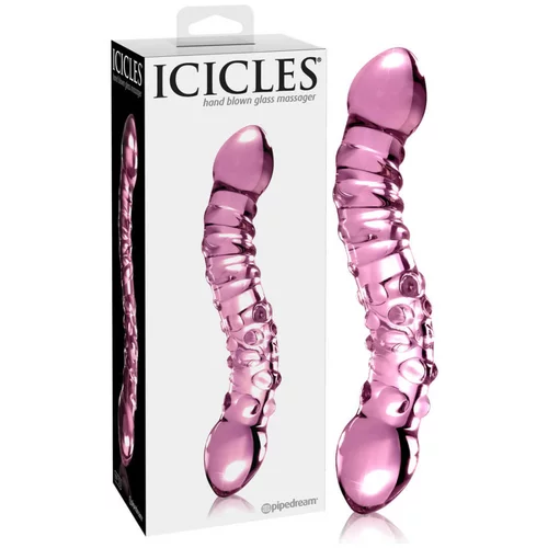 Icicles br. 55 - stakleni dildo s dvije strane, G-točka (roza)