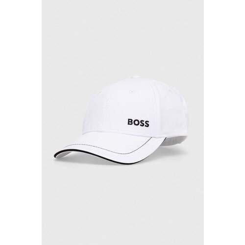 Boss Bombažna bejzbolska kapa GREEN bela barva Slike