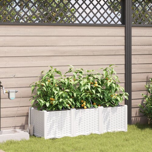 VidaXL Vrtna sadilica Bijela Plastika 120 x 40 x 37.5 cm Sadilice Slike