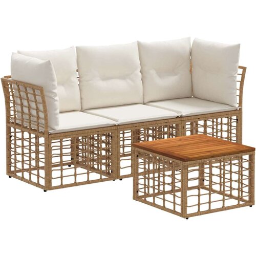  Set vanjskih sofa 4 pcs Prirodna i krema bijela Poliester - Prirodna sa stolom Cijene