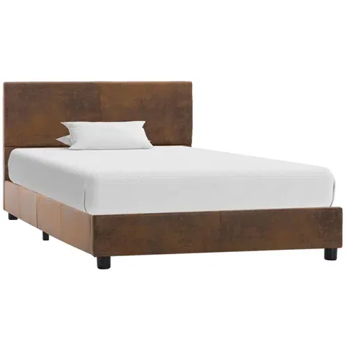 vidaXL Okvir za krevet od umjetne brušene kože smeđi 90 x 200 cm