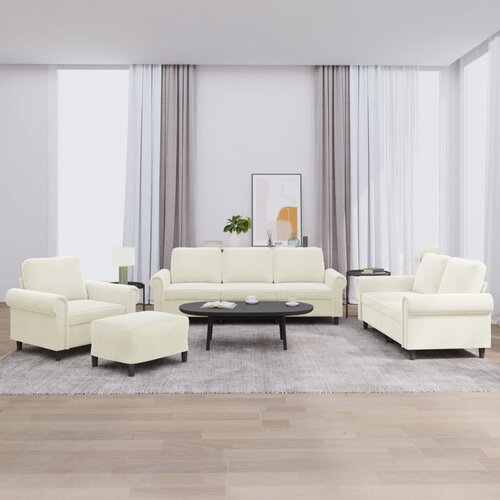  4-dijelni set sofa s jastucima krem bar&scaron;unasti Krema Cene