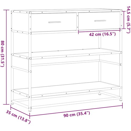  Konzolni stol crni 90x35x80 cm konstruirano drvo Slike