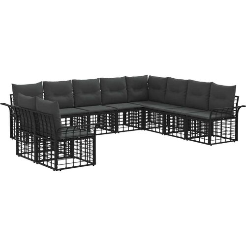  Set vanjskih sofa s jastukom 10 pcs Crna i tamno siva Poliester Cijene