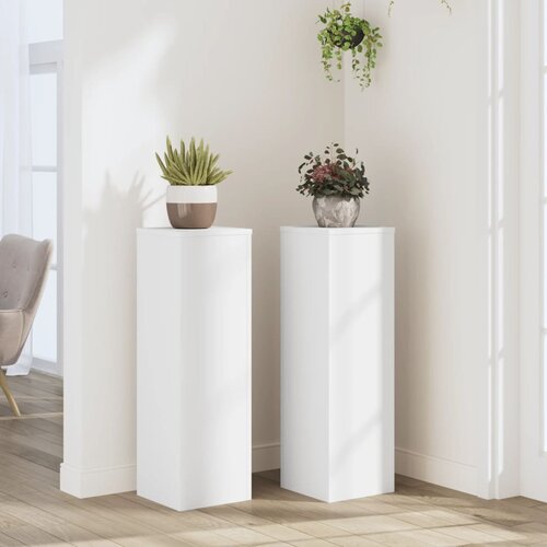 vidaXL Stojalo za rastline 2 kosa belo 25x25x80 cm inženirski les Cene