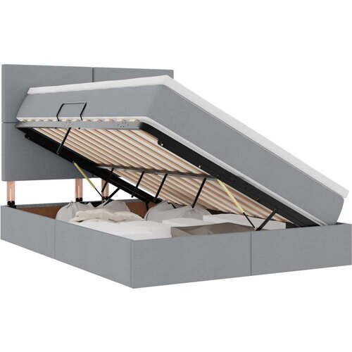  Krevet s od storage Svijetlo siva 140 x 190 cm Lažna koža Slike