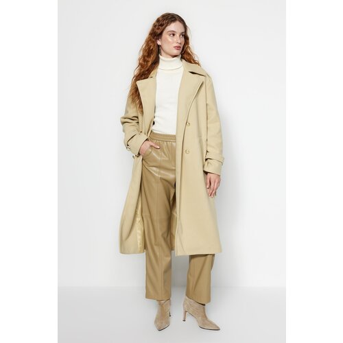 Trendyol Mint Oversize Wide-Cut Belted Long Stamped Coat Slike