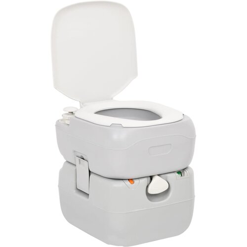  Prijenosni toalet za kampiranje sivo-bijeli 22+12 L HDPE Slike