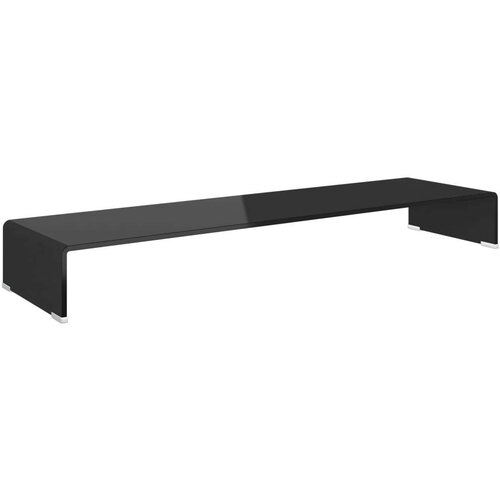 VidaXL Stalak za TV /Monitor Prozirno Staklo Crni 110x30x13 cm Slike