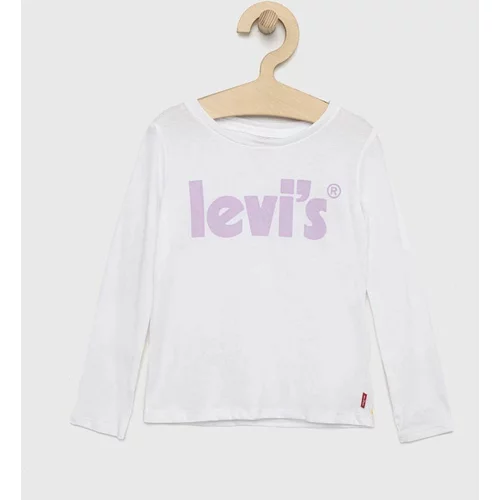 Levi's Otroška bombažna majica z dolgimi rokavi bela barva