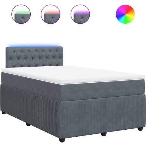 vidaXL Box spring postelja z vzmetnico temno siv 120x190 cm žamet, (21307569) Cene