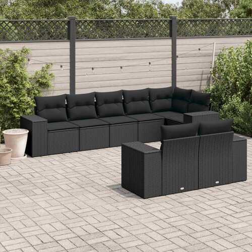 vidaXL 8-dijelni set vrtnih sofa od poliratana s jastucima crni Cijene