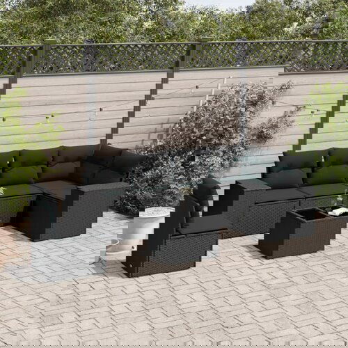 vidaXL 7-dijelni set vrtnih sofa od poliratana s jastucima crni Cijene