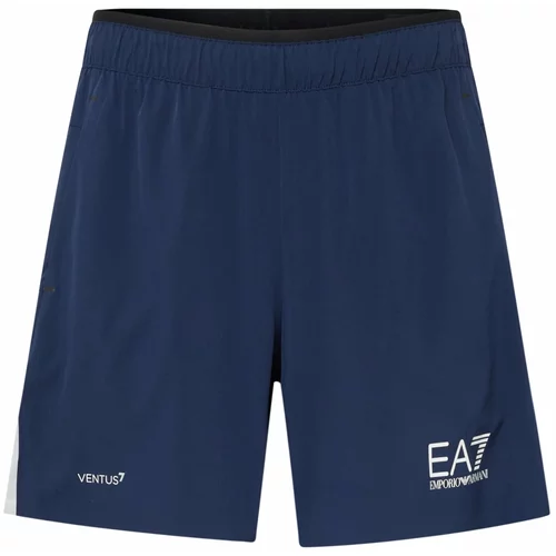 Ea7 Emporio Armani Sportske hlače mornarsko plava / bijela