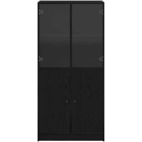 VidaXL Visoki ormarić s vratima Crna hrast 68x37x142 cm Konstruirano drvo Slike