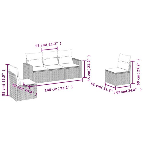 vidaXL 5-dijelni vrtni set sofa s jastucima bež od poliratana Cijene