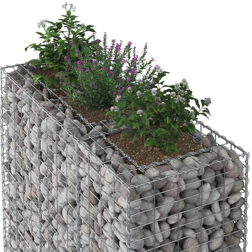  Gabionski uzdignuti krevet 2 pcs Srebrno 130 x 50 x 150 cm Slike
