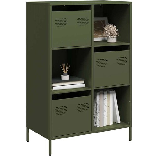 VidaXL Visoka komoda maslinastozeleni 68x39x103,5 cm od čelika Slike