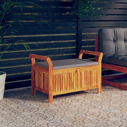 The Living Store Vrtna klop za shranjevanje z blazino 91 cm trden akacijev les - Vrtna Klop Za Shranjevanje, (21459765) Cene