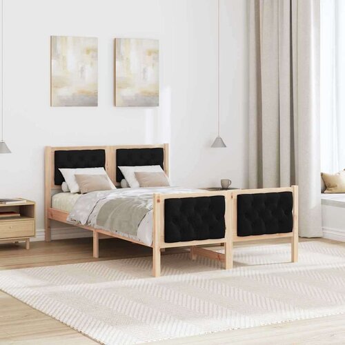 VidaXL Okvir za krevet Crna 135 x 190 cm Čvrsto borovo drvo Slike