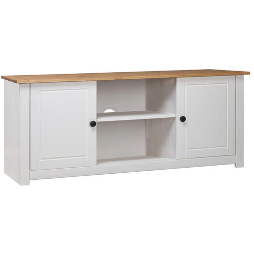 The Living Store TV omarica bela 120x40x50 cm trdna borovina Panama Range - TV Omarica, (21375852) Cene