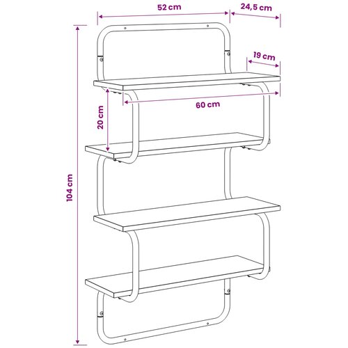  Polica sa 4 nivoa Dimljeni hrast 60 x 24,5 x 104 cm Slike