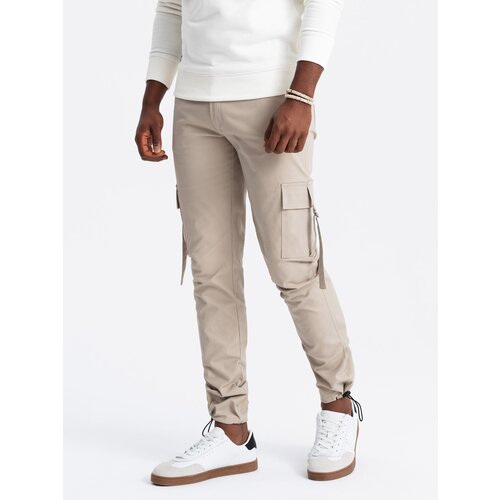 Ombre Men&amp;#039;s STRAIGHT LEG cargo pants with striped pockets - sand Slike