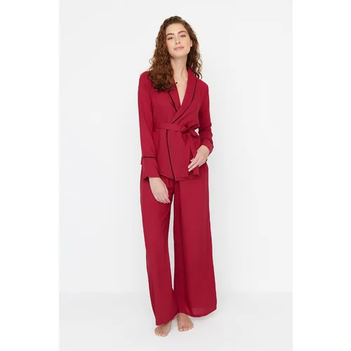 Trendyol Pajama Set - Burgundy - Plain