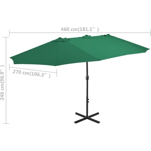  suncobran s aluminijskim stupom 460 x 270 cm zeleni Slike