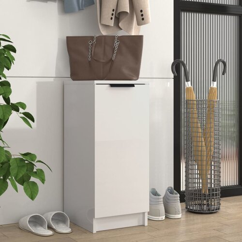 The Living Store Omarica za čevlje visok sijaj bela 30x35x70 cm konstruiran les - Omarica Za Čevlje, (21433960) Slike