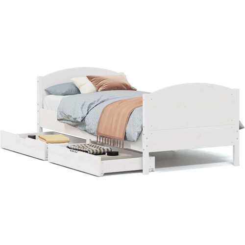 VidaXL Okvir kreveta bez madraca bijeli 90 x 200 cm masivna borovina Slike