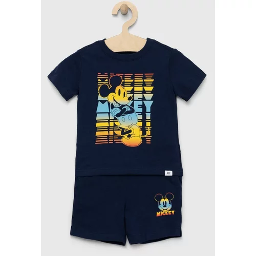 GAP Otroški bombažen komplet x Disney mornarsko modra barva